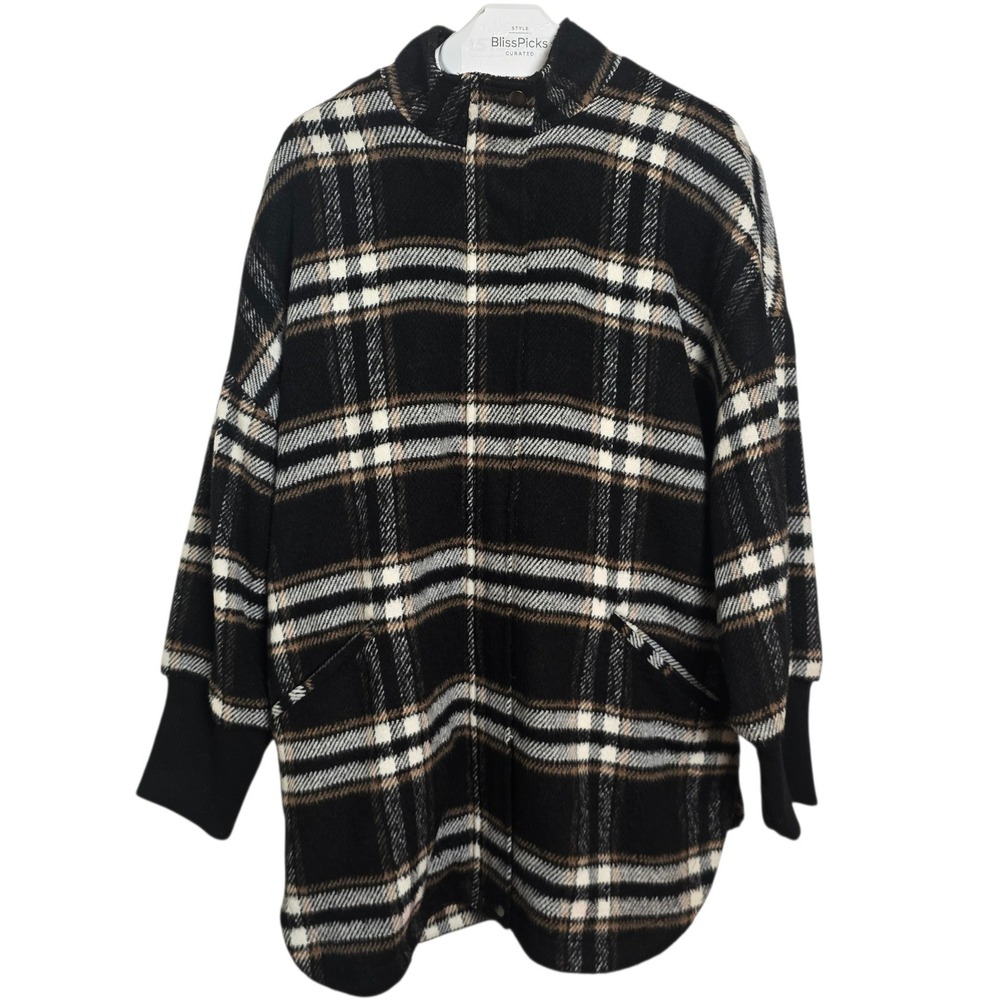 Steve Madden Plaid Shacket Womens Large Heavy Flannel Lined Jacket Oversized - Picture 2 of 11